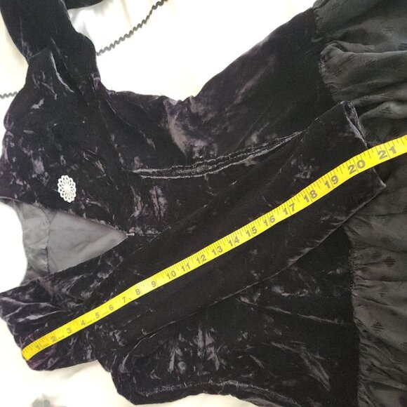 Vtg 80s Witchcore Black Velvet Dress 6 Drop Waist Ruffle Skirt Witchy Grunge - Picture 6 of 16